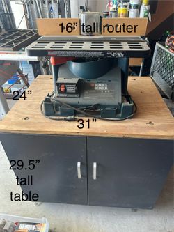 Black & Decker router table on fixed enclosed cabinet