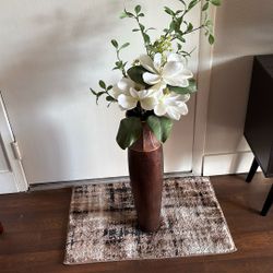 Copper Color Vase With White Flowers