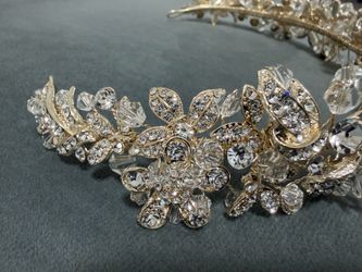 Gold Crystal Bridal Tiara Headband - Wedding Headpiece