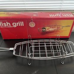 NEW 1985 Rowoco Chrome Plated Fish Grill w/ box