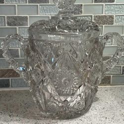 Vintage EAPG Clear Glass Biscuit Jar