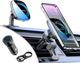 new for Magsafe Car Mount Charger with USB C Car Power Adapter,15W Magnetic Phone Holders for Your Car Charger Accessories for Women,Men, Air Vent/Das