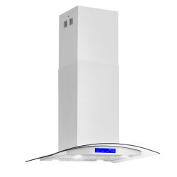 New Open Box 30" Stainless Steel Island Range Hood with Digital Touch Controls, Glass Canopy