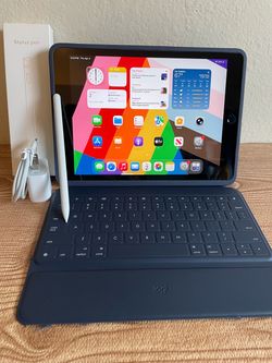 Apple iPad 8th Generation 32GB (Latest iOS 26) Logitech Keyboard case , Pencil & charger