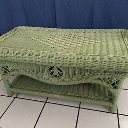 Vintage  Wicker Coffee Table and  Footstool