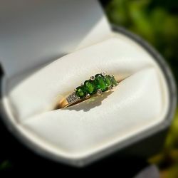 Jewelry 10k solid yellow gold 2.30CTW malachite ring sz 7.00