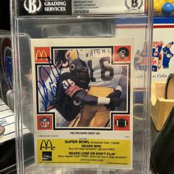 RICHARD DENT AUTO BECKETT 1985 MCDONALDS YELLOW TAB #95 Card CHICAGO BEARS HOF