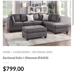 Gray Sectional Sofa With Ottoman