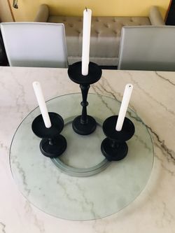 3 candles with holder