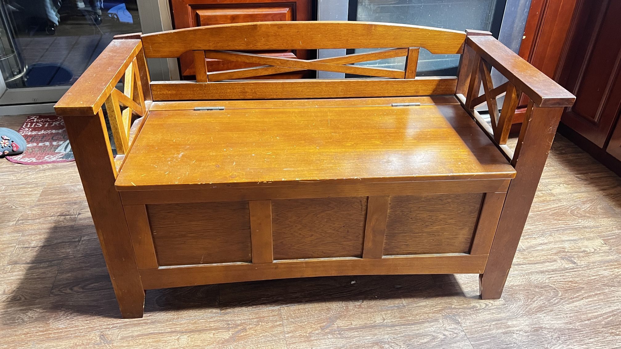 Linon Light Brown Crosby Bench