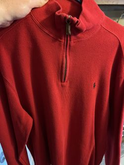 Polo Ralph Lauren Red XL Quarter Zip Cotton Sweater