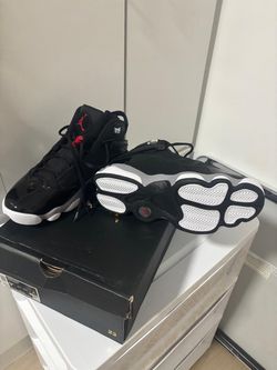 Jordan’s red and black shoes