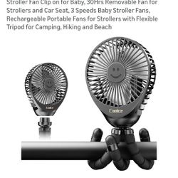 Stroller Fan Clip on for Baby, 30Hrs Removable Fan for Strollers and CarSeat,3 Speeds Baby Stroller Fans, Rechargeable Portable Fans for Strollers 