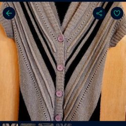 Womens Large Sweater Button Up Top