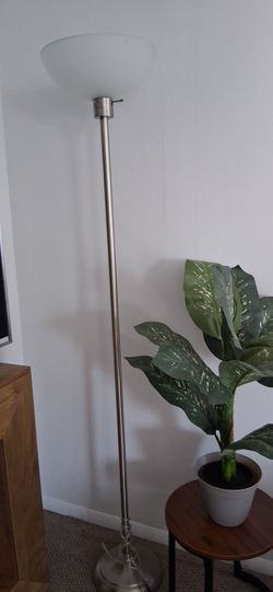 Tall Floor Lamp torch style Chrome Frosted Glass Dome