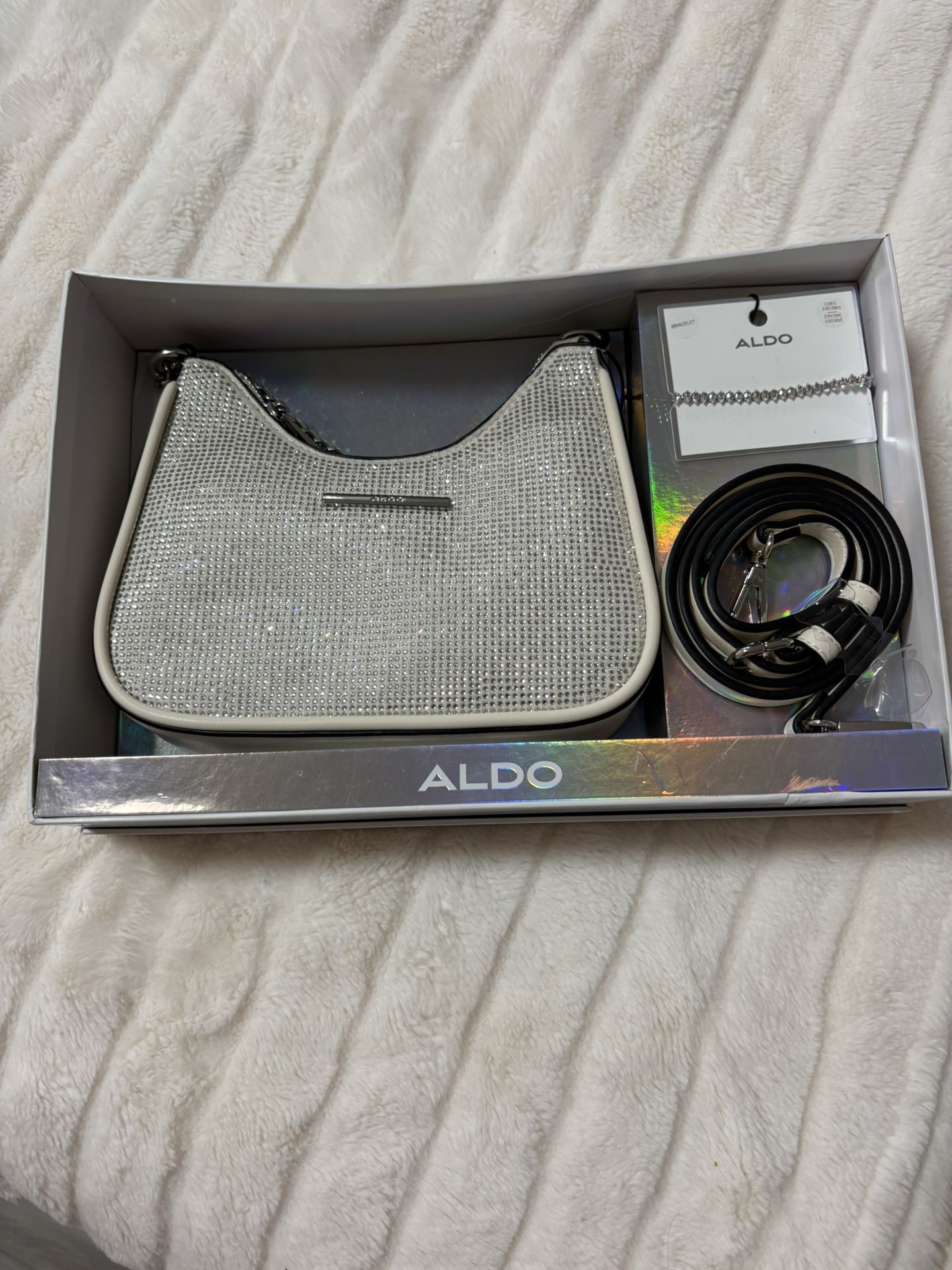 Brand New In Box Aldo Swarovski Crystal Purse & Bracelet Gift Box Set