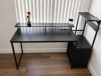 Computer desk with hutch & 3 drawers