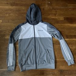 Adidas Track Jacket Youth XL White Grey Gray Zip Up