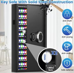 254 Keys Digital Key Lock Box Wall Mount with Digital Code & Side Drop Slot
Large Anti-Theft Key Cabinet with 254 Colorful Key Tags & Backup Keys | He