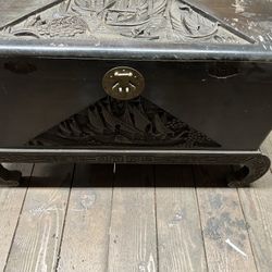 Black Wooden Etched Chest