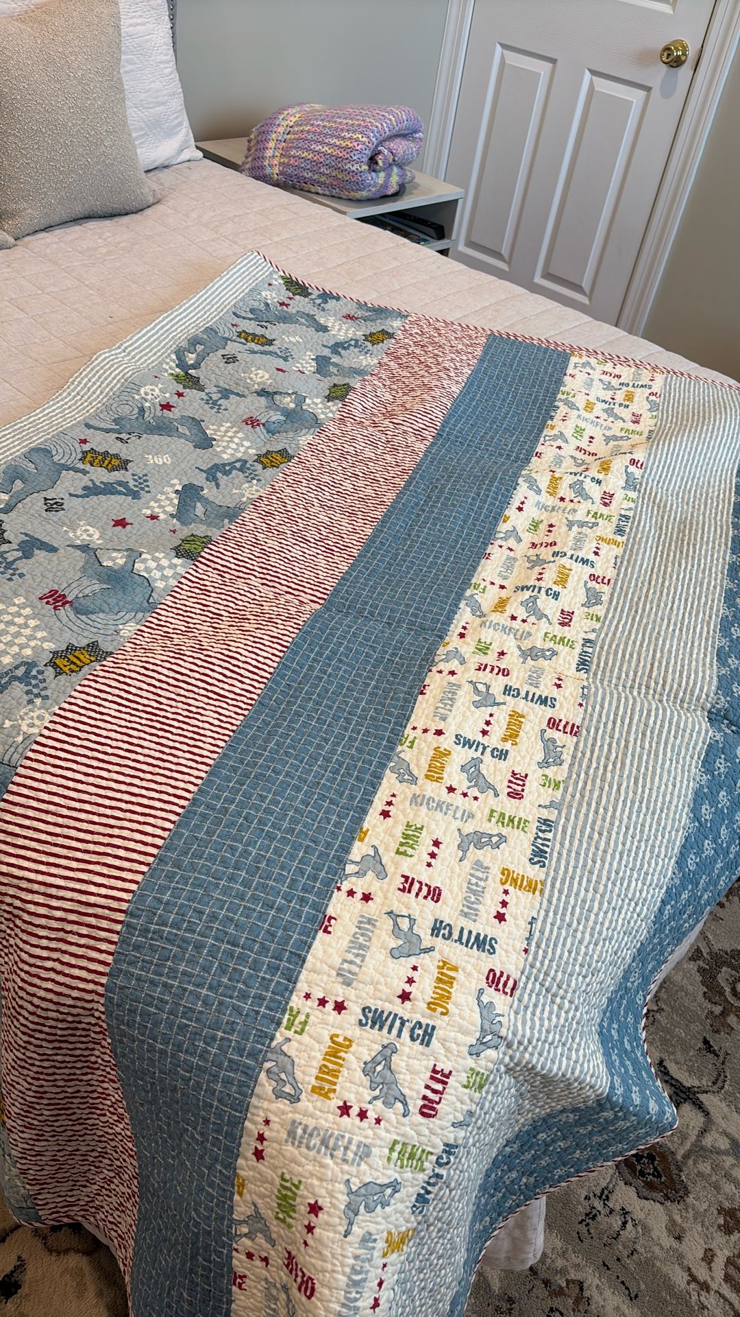 Twin size lightweight  quilt – skateboarding Theme
