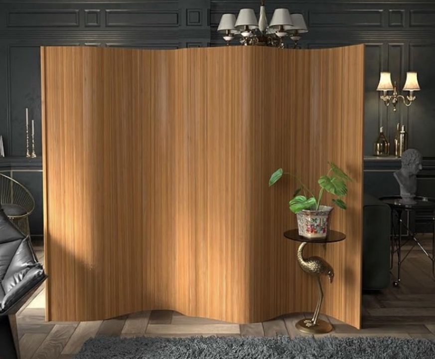 6 feet tall Rich Natural Bamboo Wave Screen Wall Room Divider - New $300