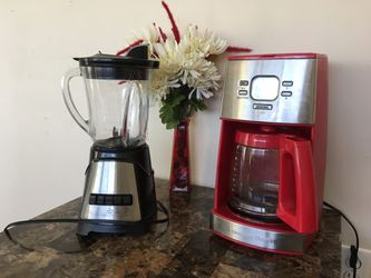 Red Coffee maker and blender