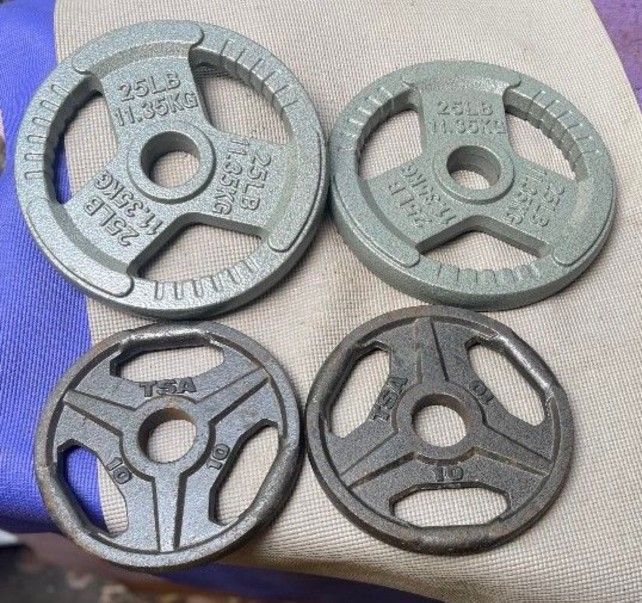 SET OF OLYMPIC EASY GRIP : 25lb. & 10lb. PLATES