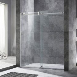 MBSDC6076-C  Frameless Shower Doors 56-60" Width x 76"Height with 3/8"(10mm) Clear Tempered Glass in Polished Chrome Finish