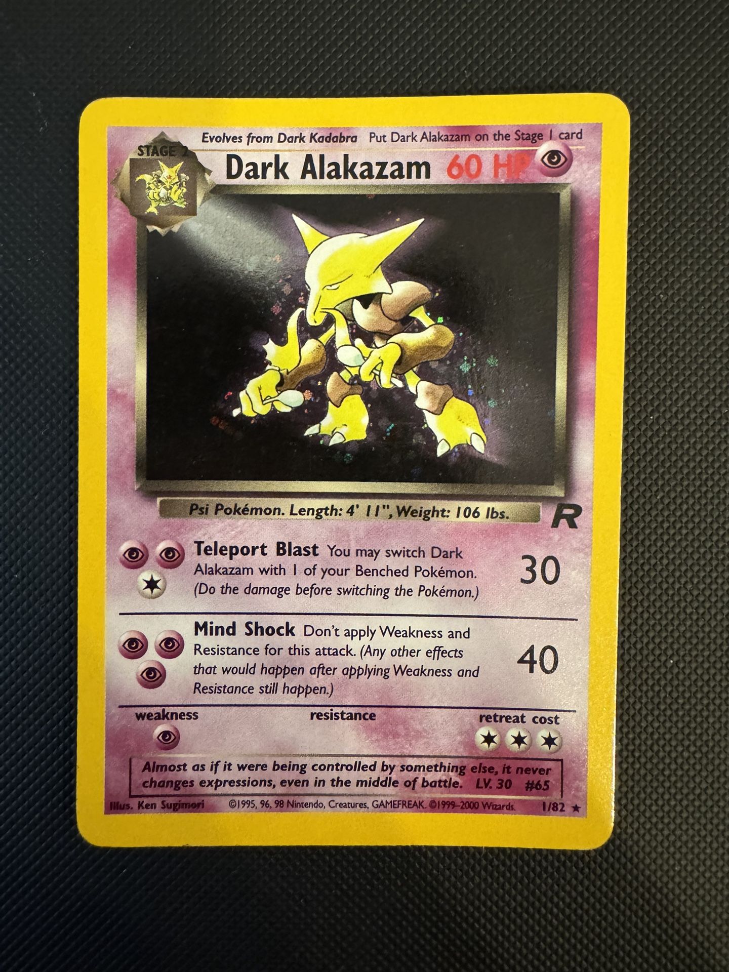 Alakazam team Rocket Vintage Pokemon Card