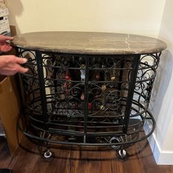 Wrought Iron Wine rack/bar With Marble Top