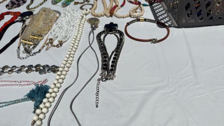 A lot of vintage beautiful necklaces and bracelets and a few watches