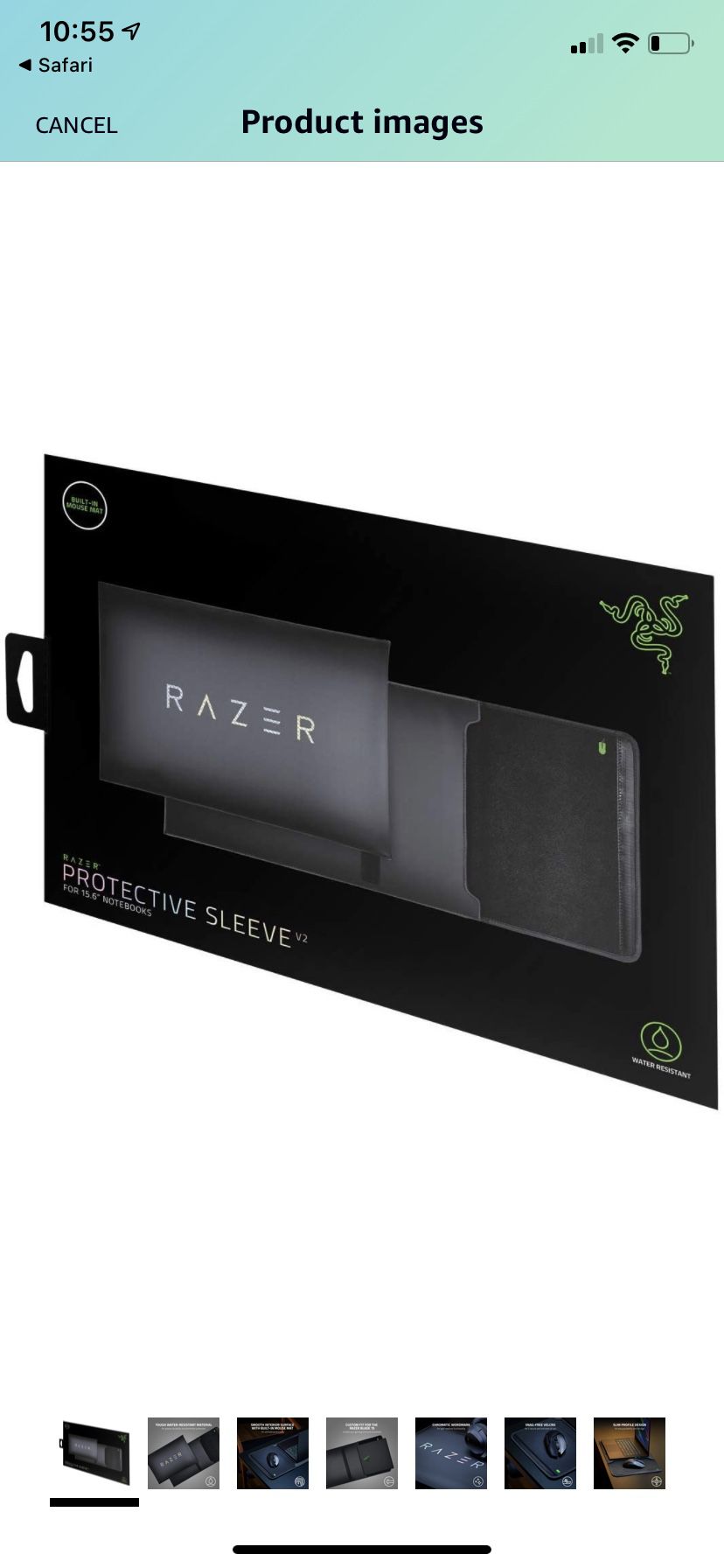 Razer Protective Sleeve With Built-in Mousepad For 15.6” Notebooks