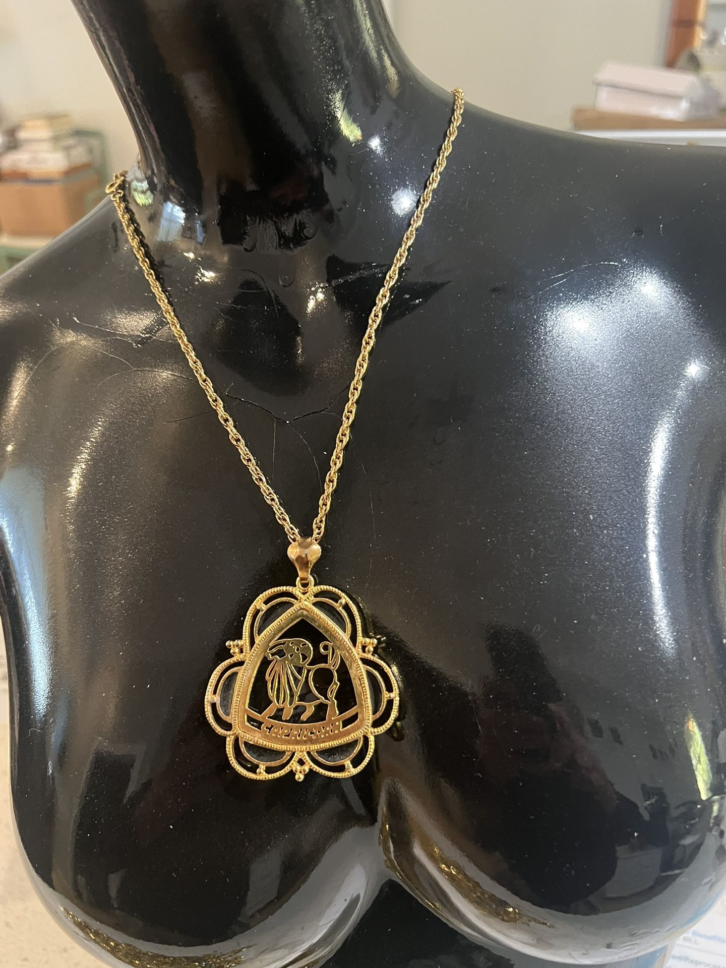 14 Kt (yes real) Necklace With Capricorn Pendant
