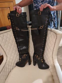 🔥 Women's Black Over-the-Knee Lace-Up Boots 🔥 size 7
