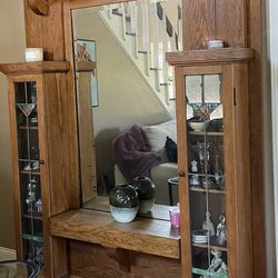 Antique Foyer/Hallway Oak Mirror Furniture 