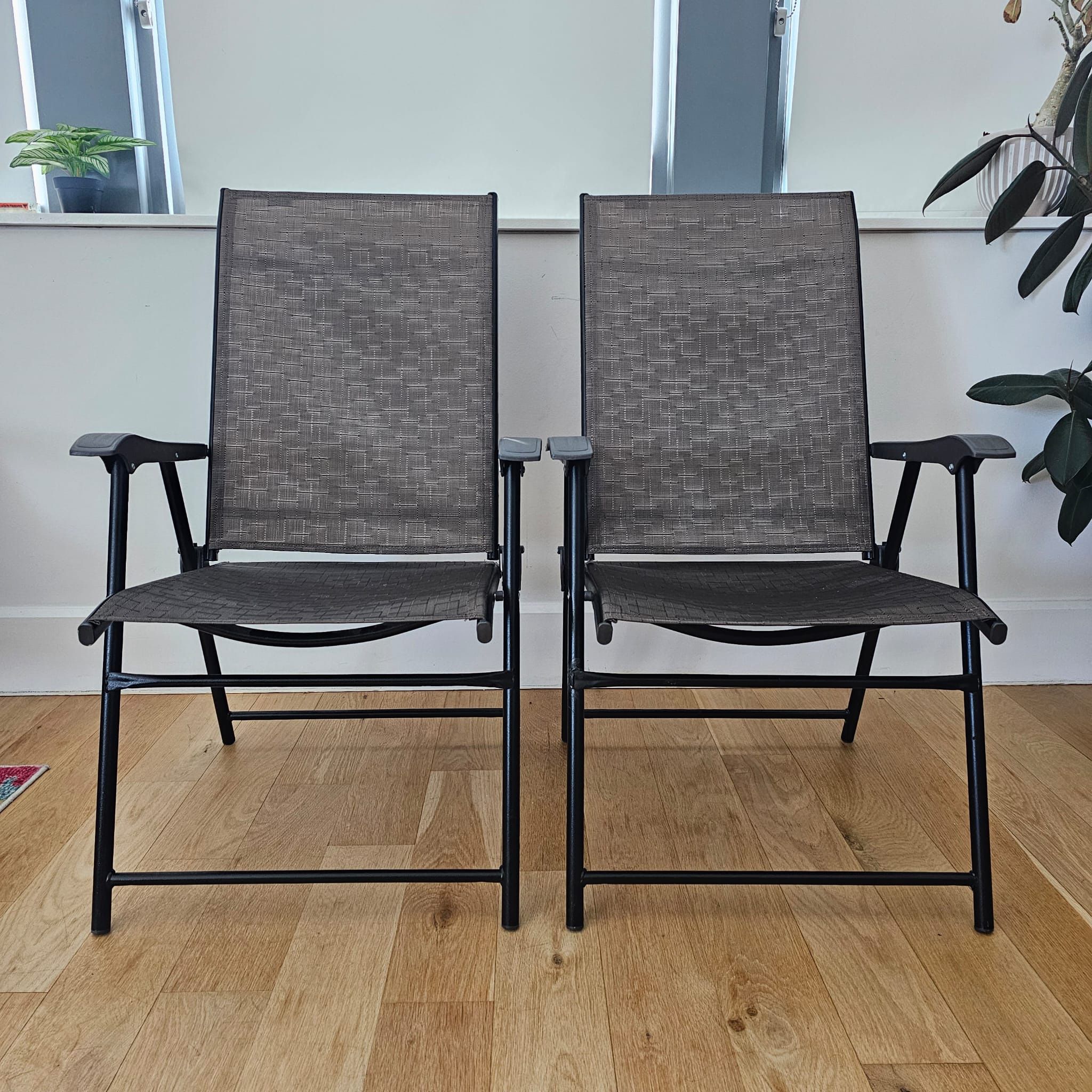 Brown Metal Folding Lawn chair 2-piece set