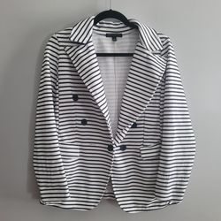 Banana Republic white/ black stripe blazer