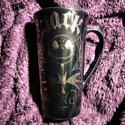 A Nightmare Before Christmas Tall Jack Skelington Mug Black And Gold Collectable