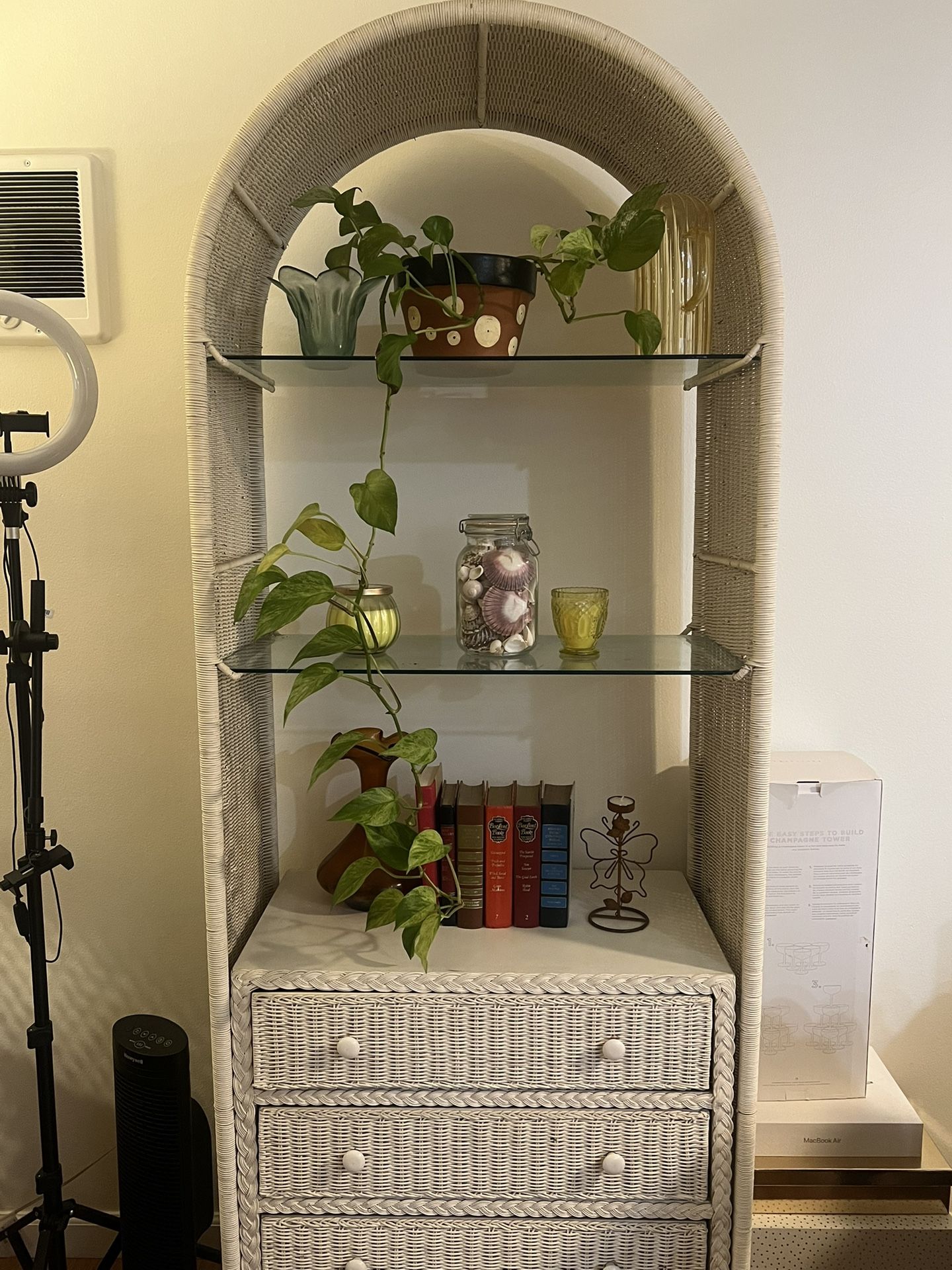 White Rattan Hutch