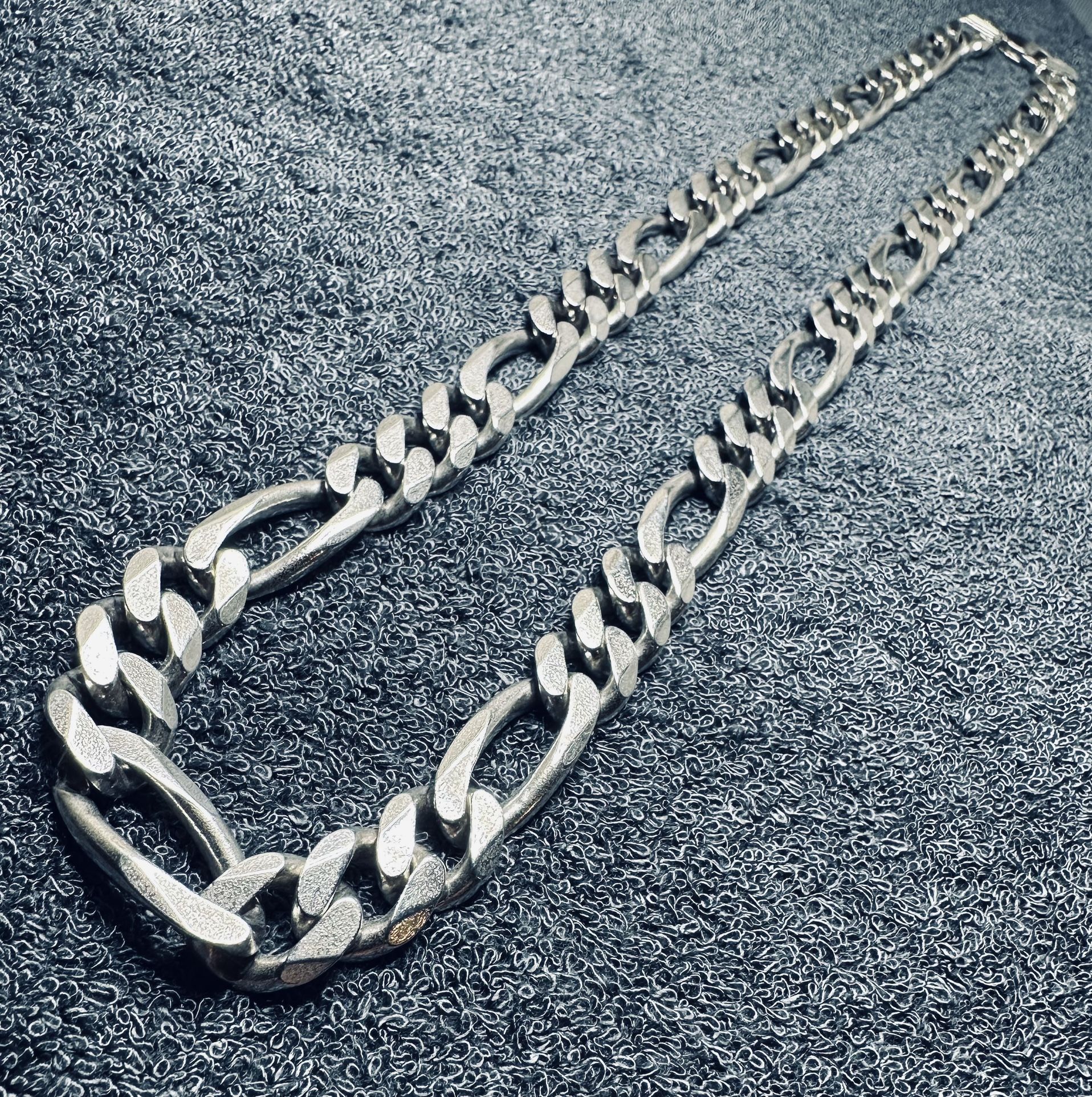 Silver 925 Italy Figaro Chain High Polished Necklace 