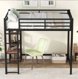 Full size loft bed with built in desk