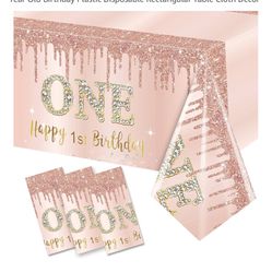 Rose Gold First Birthday Table Cloth