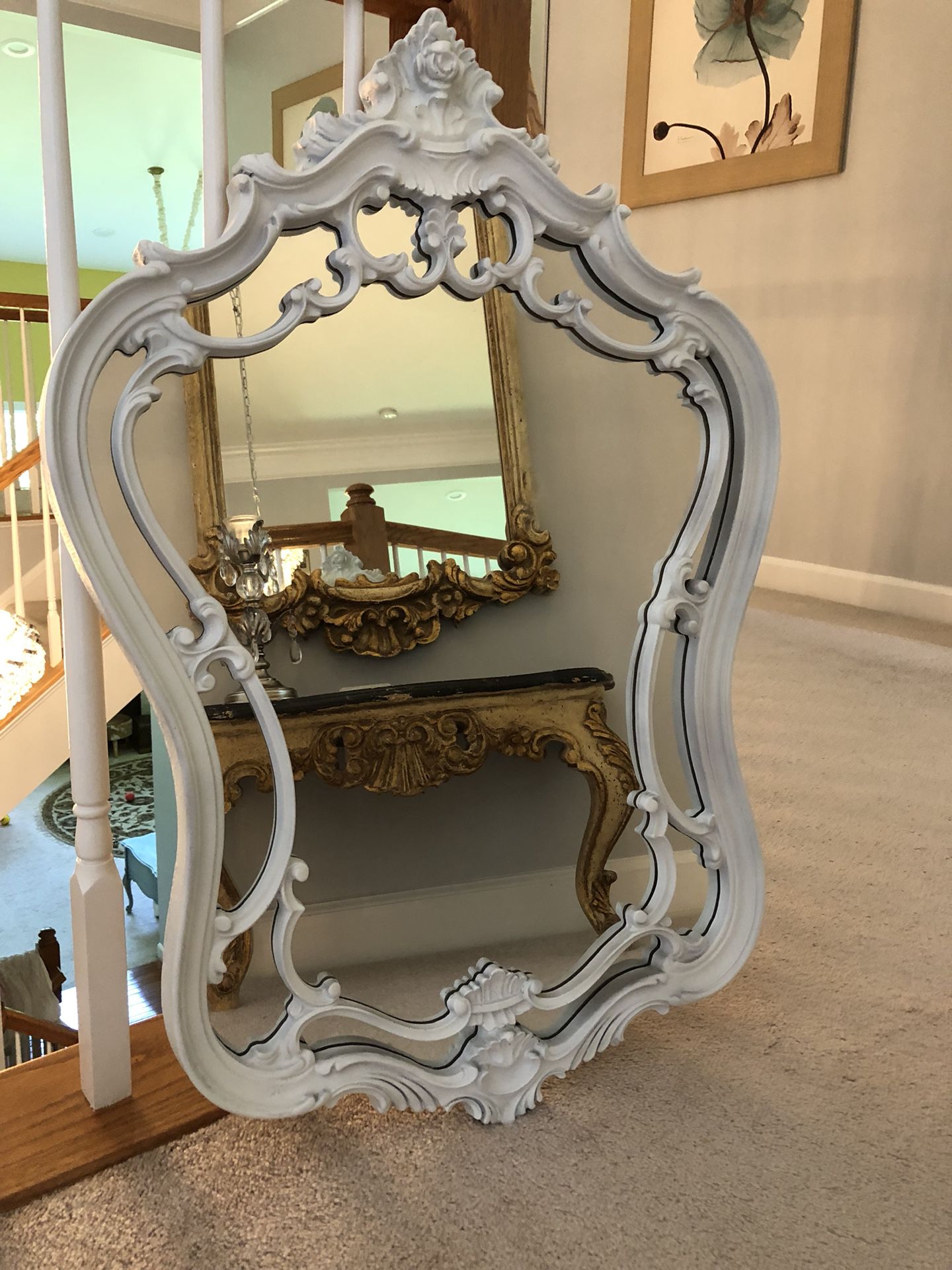 Antique wooden mirror 34”X24