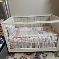 Pottery Barn Sloan Acrylic Crib With Mattress 