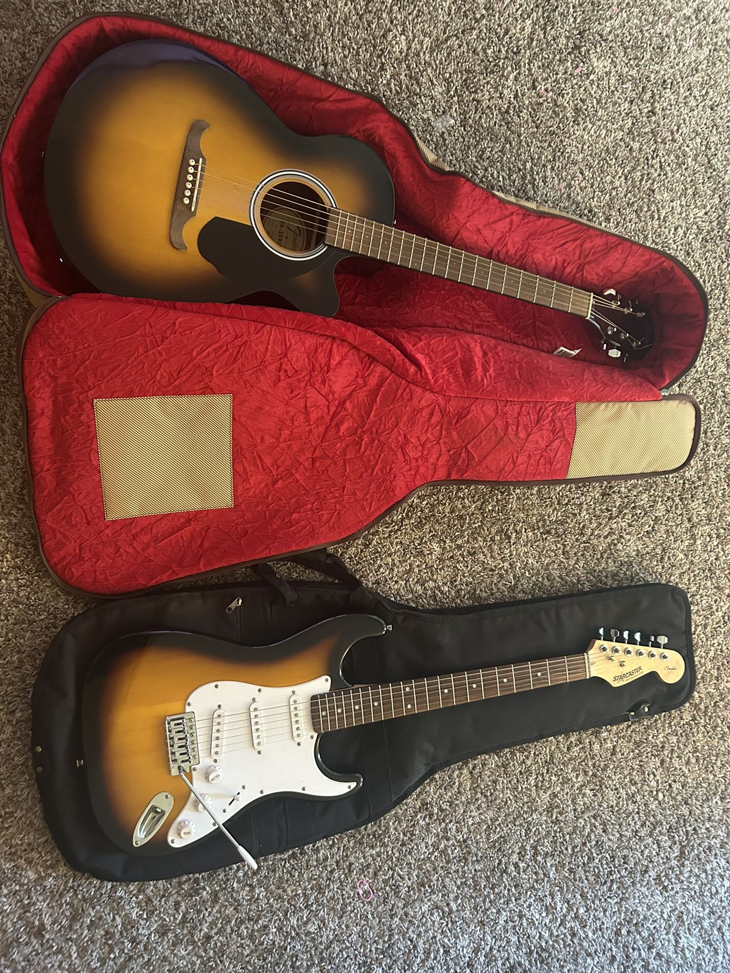 2 Fender Guitars And R25 Amp W/cords