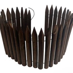 Wooden Short Fence Edging Burnt Wood Finish Outdoor Garden Lawn Landscape Edging Flexible Decorative Border Tree Fence - Spring Garden & Yard Maintena