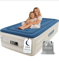 VOSSER Twin Air Mattress with Built-in Pump,Fast & Easy Inflation/Deflation Inflatable Mattress, Foldable Blow Up Mattress with Storage Bag, Inflatabl