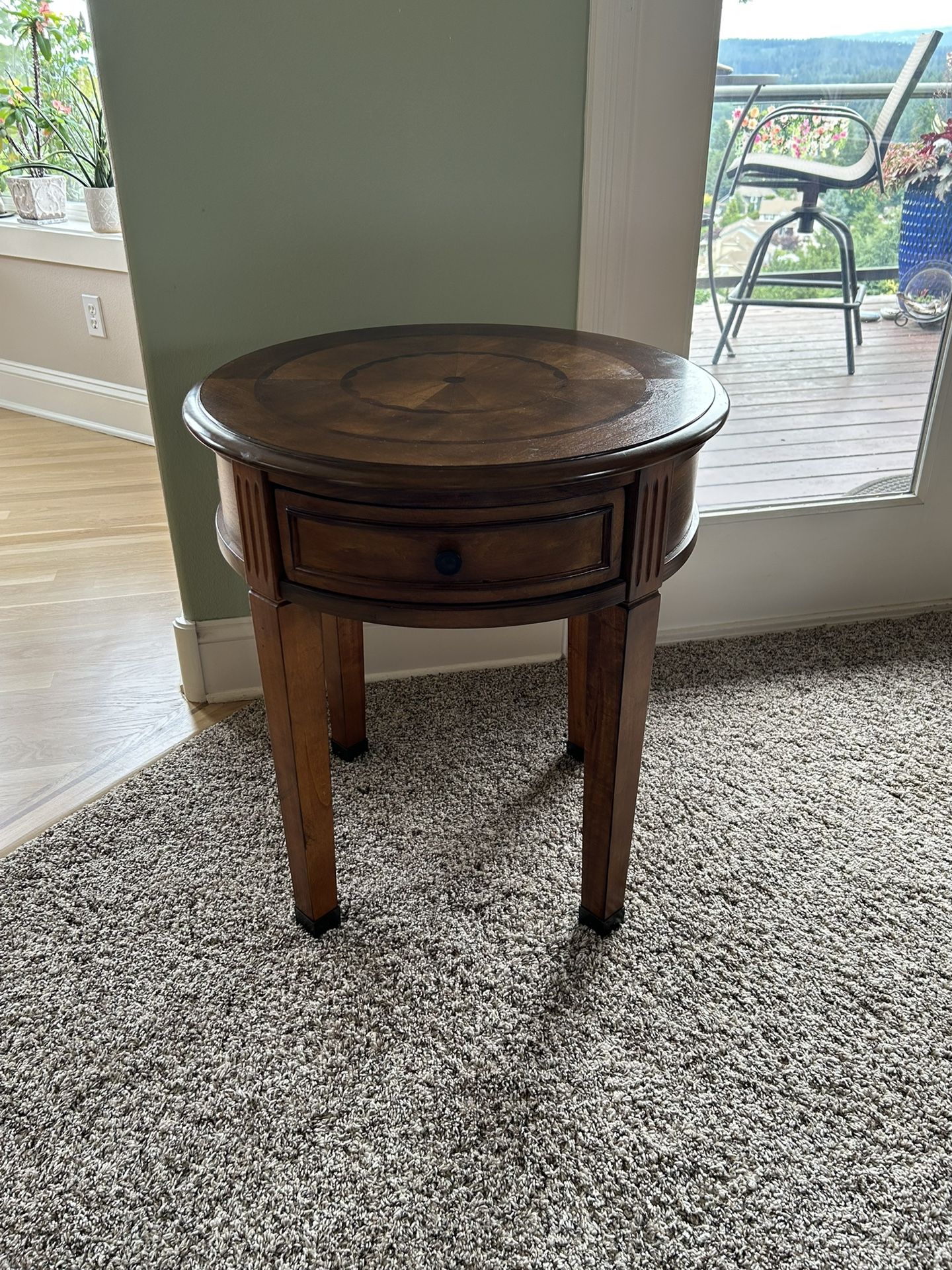 Round Inlay Side Table