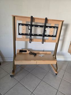 Rolling TV Stand, Mobile TV Stand with 360° Universal Wheels